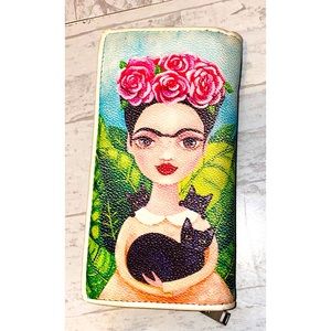 Frida Khalo Leather Zipper Wallet